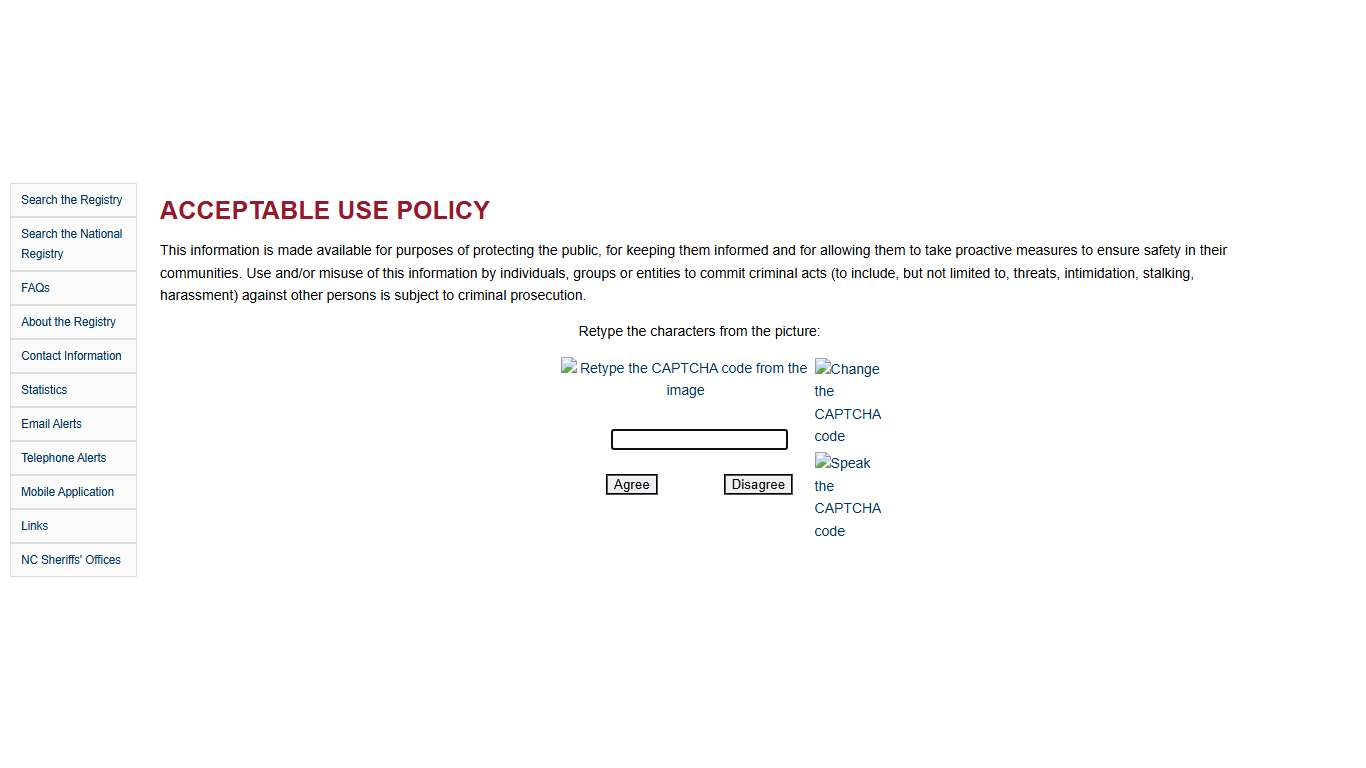 North Carolina Offender Registry