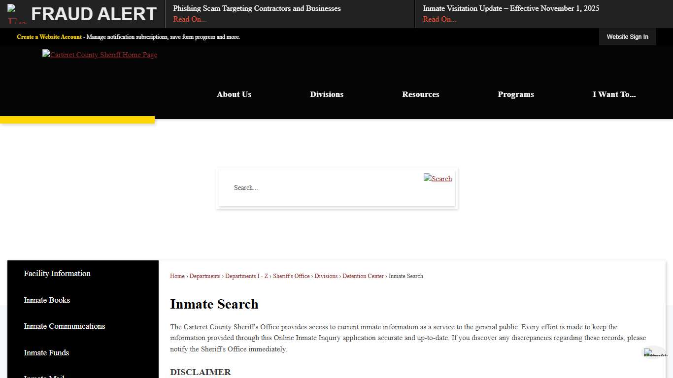 Inmate Search | Carteret County, NC - Official Website